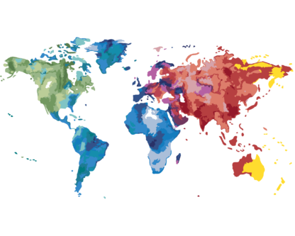 Malování podle čísel - BAREVNÁ MAPA SVĚTA II Rozměr: 40x50 cm, Rámování: vypnuté plátno na rám